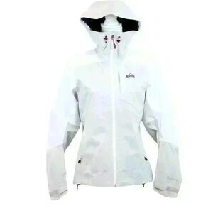 *RARE* REI Co-op White Gray Rainier Rain Jacket Zip Up Size XSmall